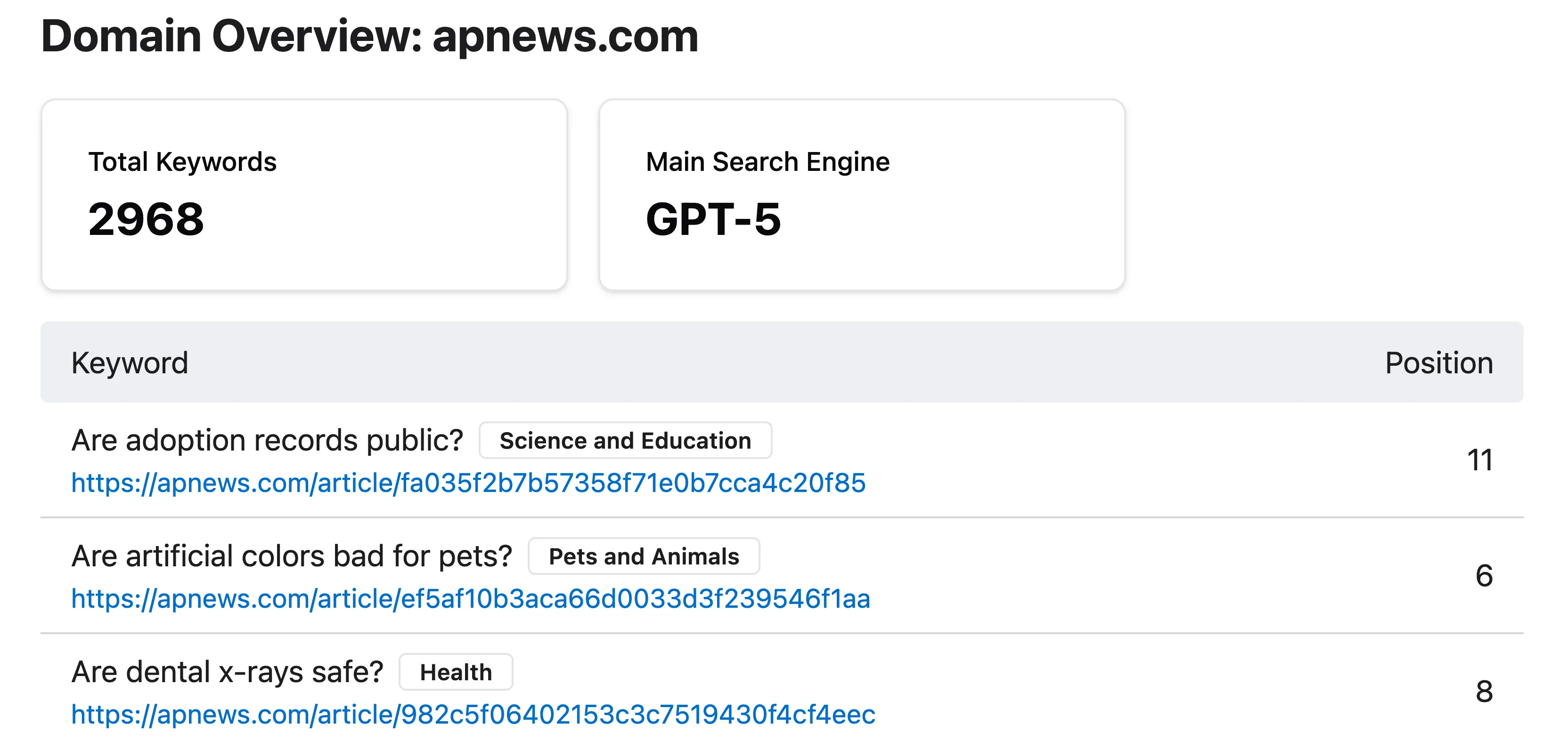 AI Research Domain Search Feature